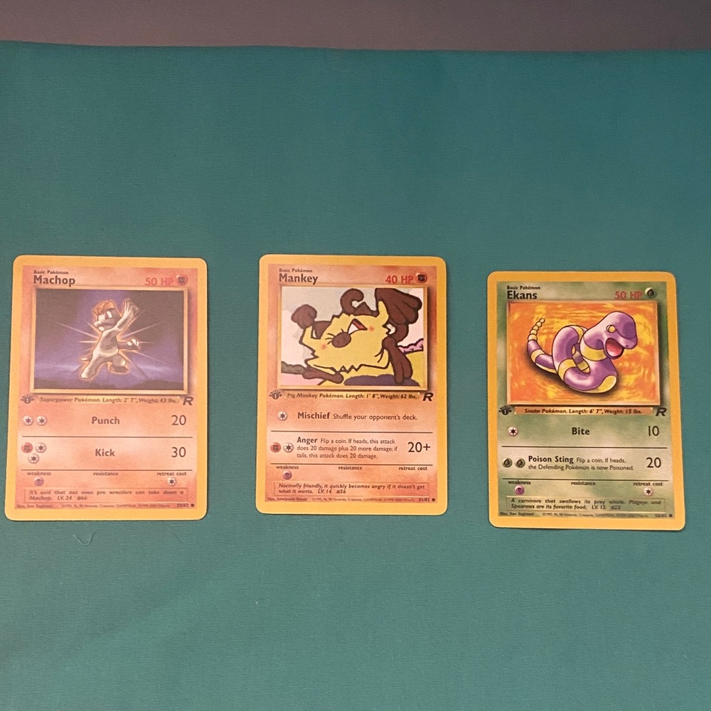 Vintage Card Lot - Machop, Mankey, Ekans 1st Edition